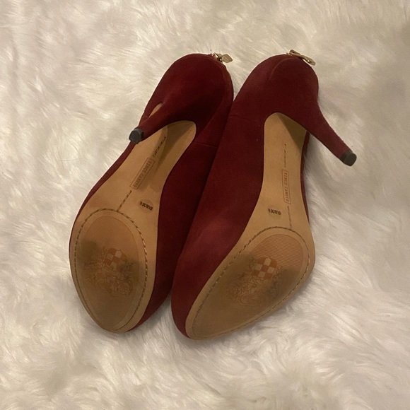 LN Vince Camuto Maroon Burgundy Vive Boot Bootie Suede 7 - Picture 8 of 9
